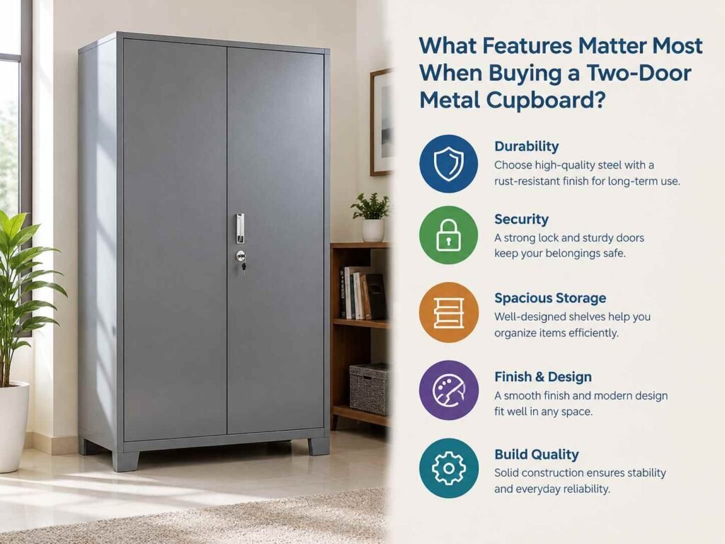 two-door metal cupboard